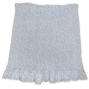 NWOT Abercrombie & Fitch Smocked Floral Ruffle Mini Skirt Size XL Blue White